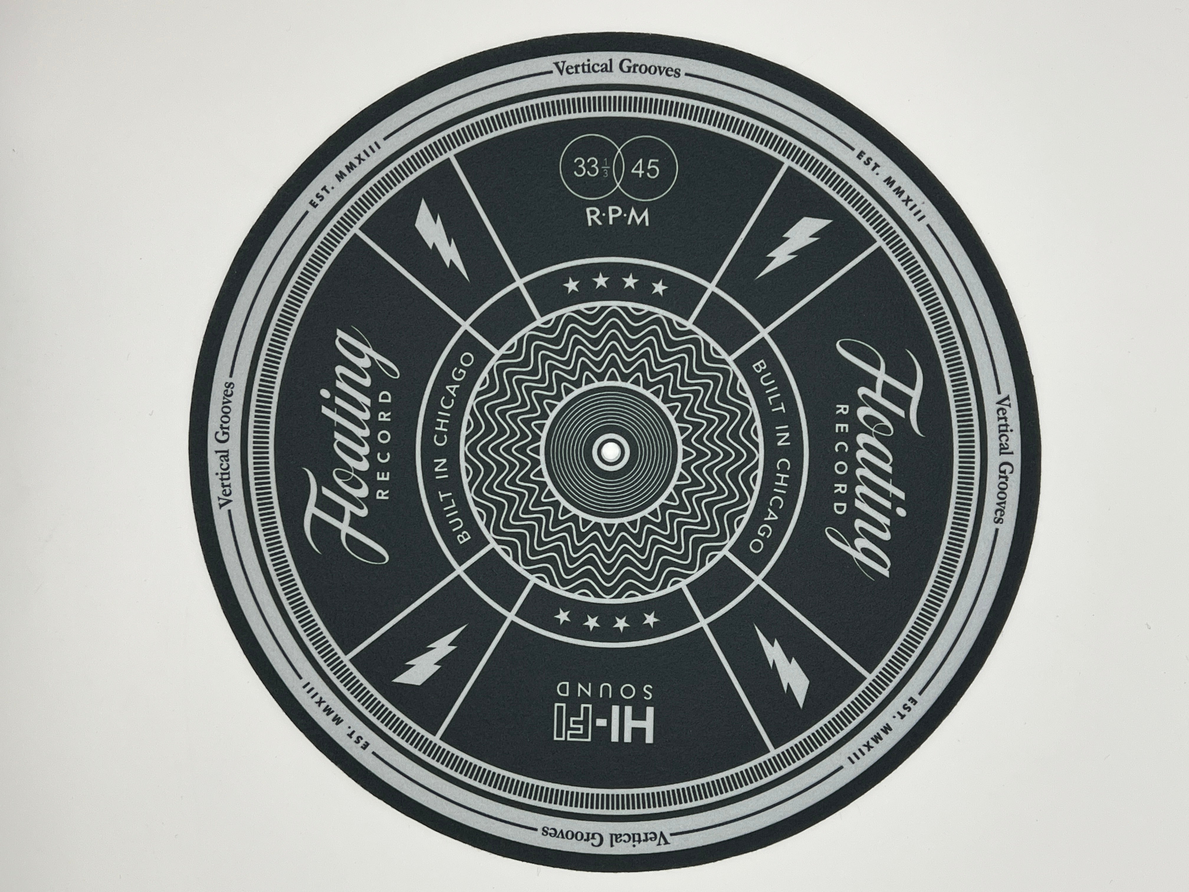 Floating Record Felt Mat - Vertical Grooves