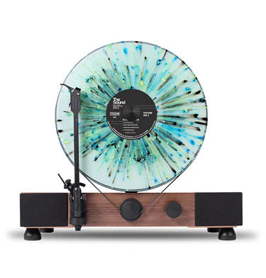 Floating Record vertical Bluetooth turntable with built-In Stereo Speakers - Vertical Grooves