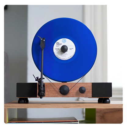 Floating Record vertical Bluetooth turntable with built-In Stereo Speakers - Vertical Grooves